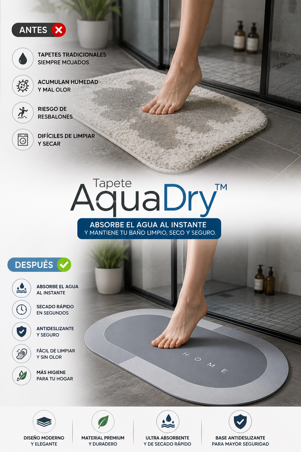 🚿💧 Tapete AquaDry™ ✨🛁